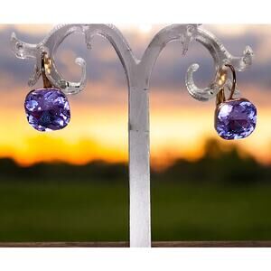 NWOT! Lavender Square Gold-Tone Dangle Earrings!